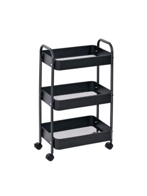 CARRITO DE TRABAJO 3 PISOS- NEGRO